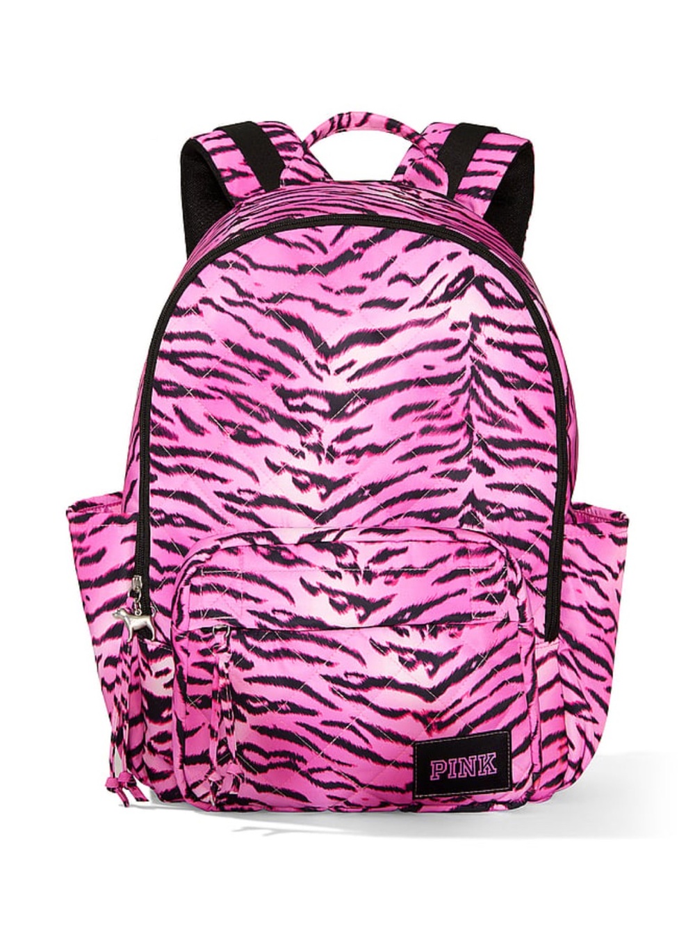 New Victoria’s Secret Black & PINK Backpack Zebra Purse Quilted Puffer Bag NWT